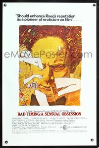 5x072 BAD TIMING 1sh '80 Nicholas Roeg, cool art of Art Garfunkel & sexy Theresa Russell!