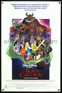 5x101 BLACK CAULDRON advance 1sh '85 first Walt Disney CG, cool fantasy art by P. Wensel!