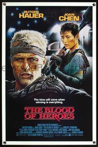 5x110 BLOOD OF HEROES 1sh '90 E. Sciotti artwork of football players Rutger Hauer, Joan Chen!