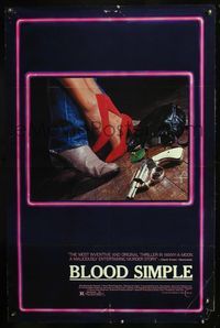 5x111 BLOOD SIMPLE color 1sh '85 Joel & Ethan Coen, Frances McDormand, cool film noir gun image!