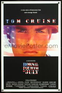 5x122 BORN ON THE FOURTH OF JULY DS 1sh '89 Oliver Stone, great patriotic image of Tom Cruise!