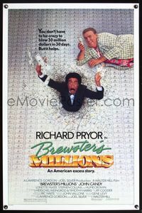 5x134 BREWSTER'S MILLIONS 1sh '85 Richard Pryor & John Candy need to spend LOTS of money!