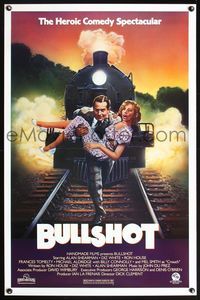 5x144 BULLSHOT 1sh '83 Dick Clement, great artwork of Alan Shearman running from train!