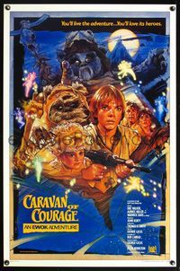 5x153 CARAVAN OF COURAGE int'l style B 1sh '84 An Ewok Adventure, Star Wars, art by Drew Struzan!