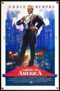 5x194 COMING TO AMERICA int'l 1sh '88 great artwork of prince Eddie Murphy by Drew Struzan!
