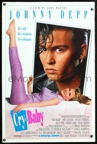 5x219 CRY-BABY DS advance 1sh '90 directed by John Waters, Johnny Depp is a doll, Amy Locane!