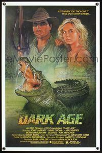 5x229 DARK AGE 1sh '87 John Jarratt, Nikki Coghill, Ernste art of crocodile horror down under!