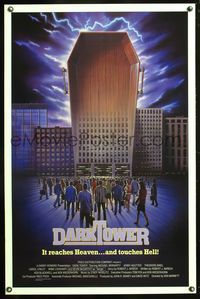 5x235 DARK TOWER int'l 1sh '87 Jenny Agutter, horror artwork of building as coffin!