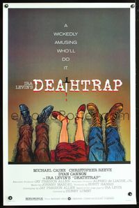 5x243 DEATHTRAP style A 1sh '82 art of dead Chris Reeve, Michael Caine & Dyan Cannon's feet!
