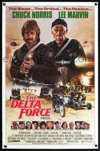 5x251 DELTA FORCE 1sh '86 cool image of Chuck Norris & Lee Marvin firing guns!