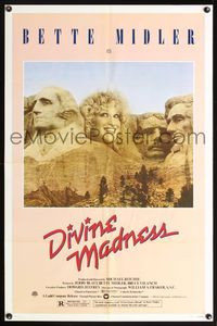 5x263 DIVINE MADNESS style A 1sh '80 wacky image of Bette Midler as part of Mt. Rushmore!