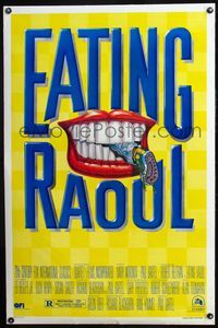 5x292 EATING RAOUL style B 1sh '82 classic Paul Bartel black comedy, great mouth artwork!