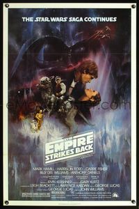 5x302 EMPIRE STRIKES BACK GWTW 1sh '80 George Lucas sci-fi classic, cool artwork by Roger Kastel!