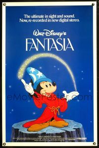 5x325 FANTASIA 1sh R82 great image of Mickey Mouse, Disney musical cartoon classic!