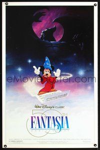 5x327 FANTASIA DS 1sh R90 great image of magic Mickey Mouse, Disney musical cartoon classic!