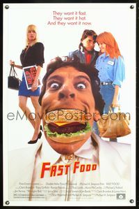 5x332 FAST FOOD 1sh '89 Traci Lords, wacky image of Jim Varney w/burger as Wrangler Bob!