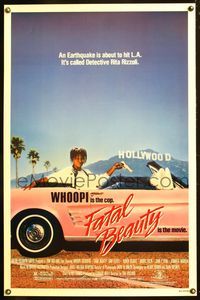 5x335 FATAL BEAUTY 1sh '87 cool image of detective Whoopi Goldberg in pink Mustang convertible!