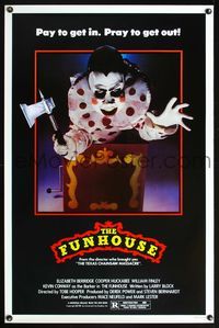 5x384 FUNHOUSE clown 1sh '81 Tobe Hooper, creepy carnival clown horror image!