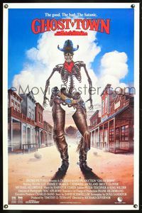 5x395 GHOST TOWN video 1sh '88 cool Phil Roberts art of undead gunslinger!