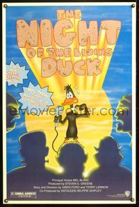 5x568 NIGHT OF THE LIVING DUCK 1sh '88 artwork of Daffy Duck sweating it out onstage!