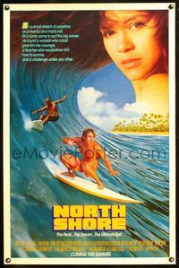 5x570 NORTH SHORE advance 1sh '87 great Hawaiian surfing image + close up of sexy Nia Peeples!