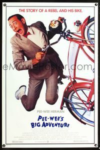 5x587 PEE-WEE'S BIG ADVENTURE 1sh '85 Tim Burton, best image of Paul Reubens & his beloved bike!