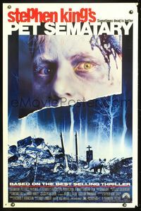5x592 PET SEMATARY 1sh '89 Stephen King's best selling thriller, creepy graveyard image!