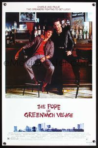 5x601 POPE OF GREENWICH VILLAGE 1sh '84 great c/u of Eric Roberts & Mickey Rourke sitting at bar!