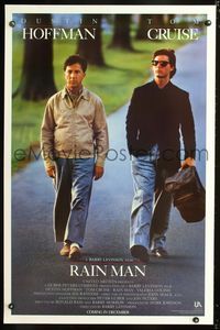 5x615 RAIN MAN advance 1sh '88 Tom Cruise & autistic Dustin Hoffman, directed by Barry Levinson!