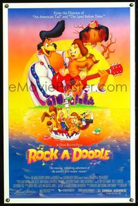 5x635 ROCK-A-DOODLE 1sh '91 Don Bluth's cartoon adventure of the world's first rockin' rooster!