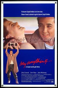 5x651 SAY ANYTHING 1sh '89 image of John Cusack holding boombox, Ione Skye, Cameron Crowe!