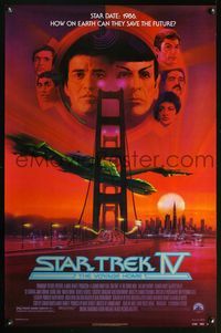 5x685 STAR TREK IV 1sh '86 cool art of Leonard Nimoy & William Shatner by Bob Peak!