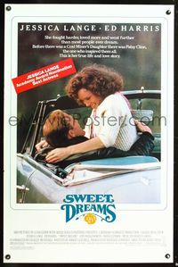 5x707 SWEET DREAMS 1sh '85 pretty Jessica Lange & Ed Harris in Patsy Cline bio!