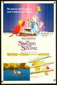 5x708 SWORD IN THE STONE/WINNIE POOH & A DAY FOR EEYORE 1sh '83 Disney cartoons, cool artwork!