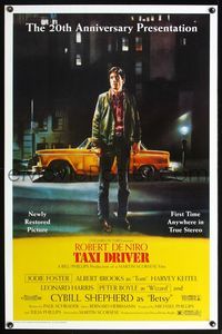 5x711 TAXI DRIVER 1sh R96 classic art of Robert De Niro by cab, directed by Martin Scorsese!