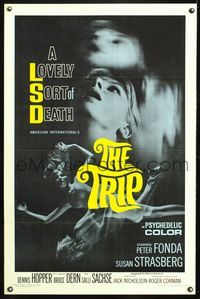 5x736 TRIP 1sh '67 AIP, written by Jack Nicholson, LSD, wild sexy psychedelic drug image!