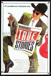 5x738 TRUE STORIES style B 1sh '86 giant image of star & director David Byrne reading newspaper!