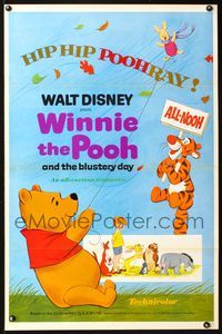 5x767 WINNIE THE POOH & THE BLUSTERY DAY 1sh '69 A.A. Milne, Tigger, Piglet, Eeyore!