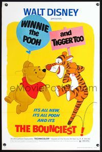 5x768 WINNIE THE POOH & TIGGER TOO 1sh '74 Walt Disney, characters created by A.A. Milne!