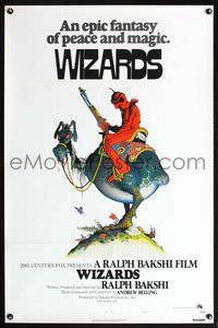 5x773 WIZARDS int'l style A 1sh '77 Ralph Bakshi directed animation, fantasy art by William Stout!