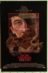5x785 YOUNG SHERLOCK HOLMES 1sh '85 Steven Spielberg, Nicholas Rowe, really cool detective art!