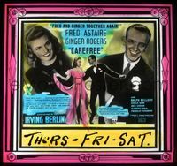 5y064 CAREFREE glass slide '38 Fred Astaire & Ginger Rogers dancing together again, Irving Berlin
