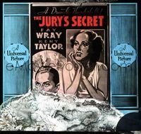 5y073 JURY'S SECRET glass slide '38 Fay Wray is a newspaper reporter trying to clear Kent Taylor!
