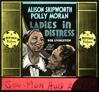 5y075 LADIES IN DISTRESS glass slide '38 art of Alison Skipworth & Polly Moran, it's a riot of fun!