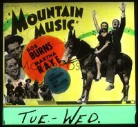 5y081 MOUNTAIN MUSIC glass slide '37 great image of Bob Burns & Martha Raye riding on donkey!