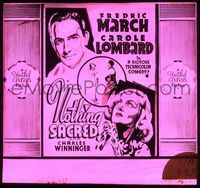 5y084 NOTHING SACRED glass slide '37 great art of sexy Carole Lombard & Fredric March!