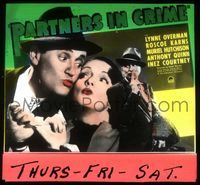 5y086 PARTNERS IN CRIME glass slide '37 close up of Lynne Overman & Roscoe Karns locking pinkies!