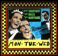 5y090 ROMANCE IN THE DARK glass slide '38 John Boles, pop-eyed John Barrymore & Gladys Swarthout!