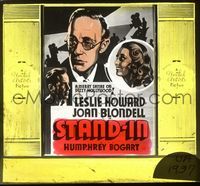 5y099 STAND-IN glass slide '37 Leslie Howard, Joan Blondell & Humphrey Bogart pictured!
