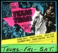 5y100 TEXAS TRAIL glass slide '37 William Boyd as Hopalong Cassidy riding on horseback!